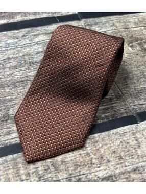 Black Brown 1826 Mens Neck Tie Silk Geometric Circles Red